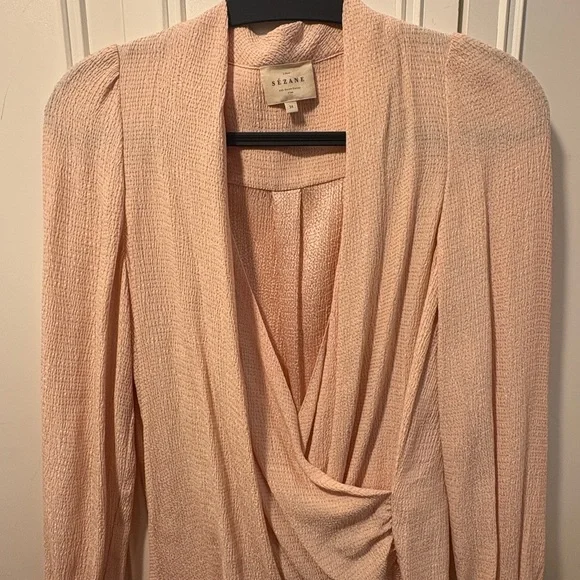 SEZANE Abelia Blouse Wrap Front Pink Top - Picture 2 of 5